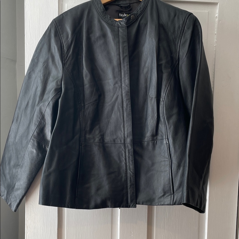 Style & Co. Women's Black Leather Jacket
